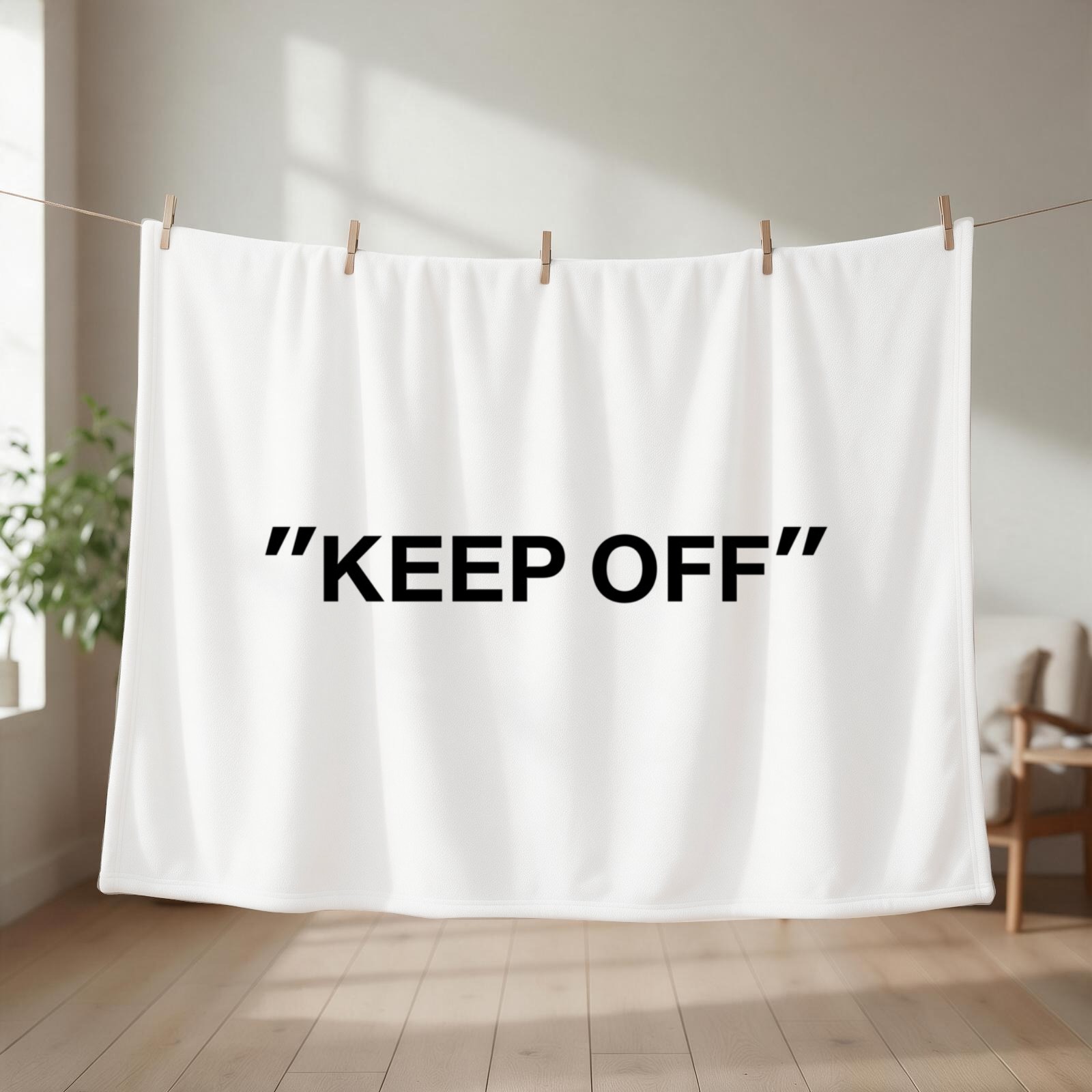 3D Printing Quotation - KEEP OFF Zitat Wurfdecke Couchdecke gemütlich