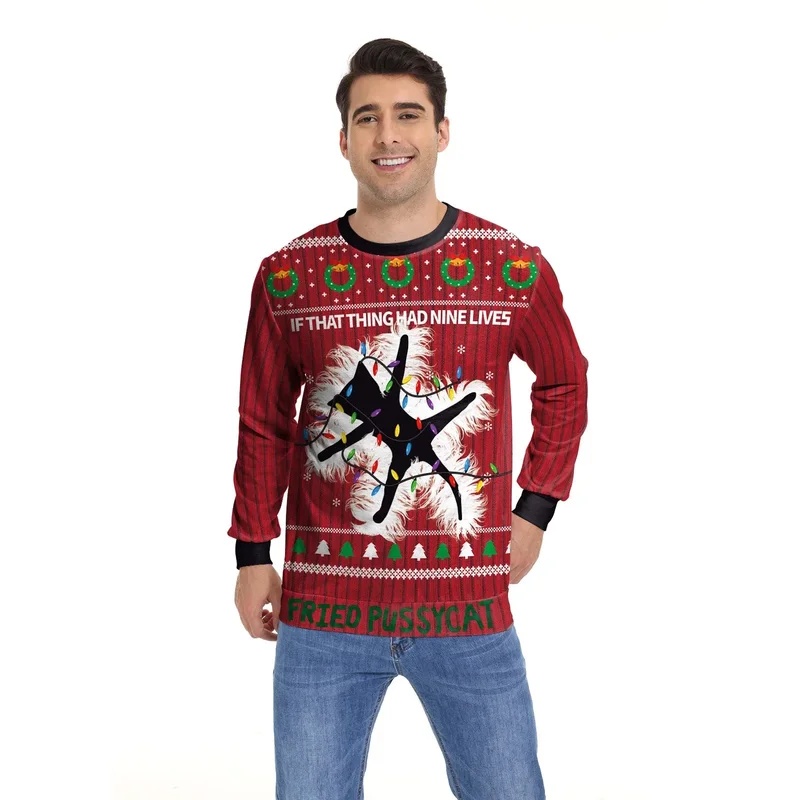 3D Printing Glass - Herren Damen Weihnachts-Sweatshirt 3D Weihnachts-Weinglas Glocke