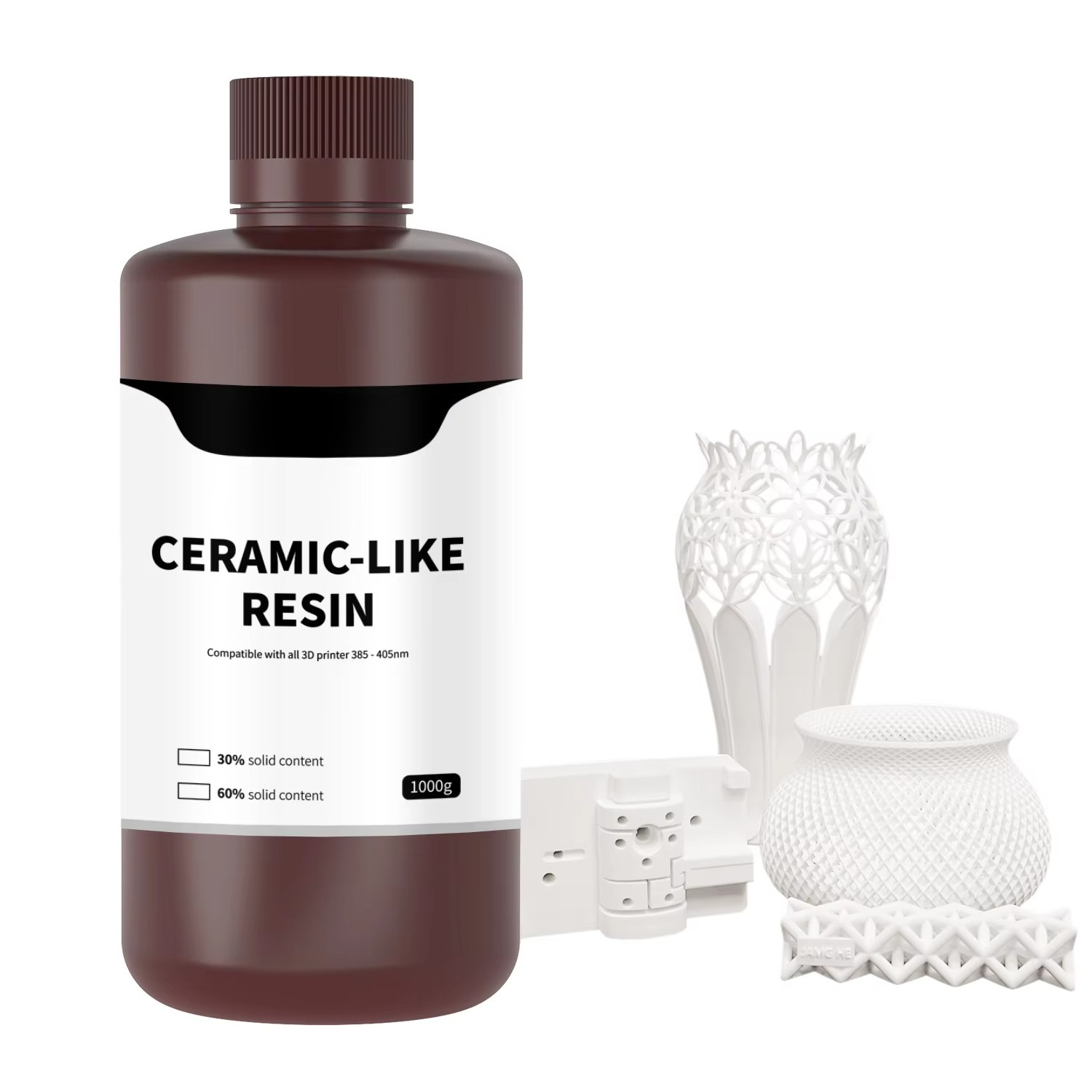 3D Printing High Temperature Materials - 1KG Hochtemperaturbeständiges UV-Photopolymer-Harz Weiße Keramiktextur 405nm&385nm