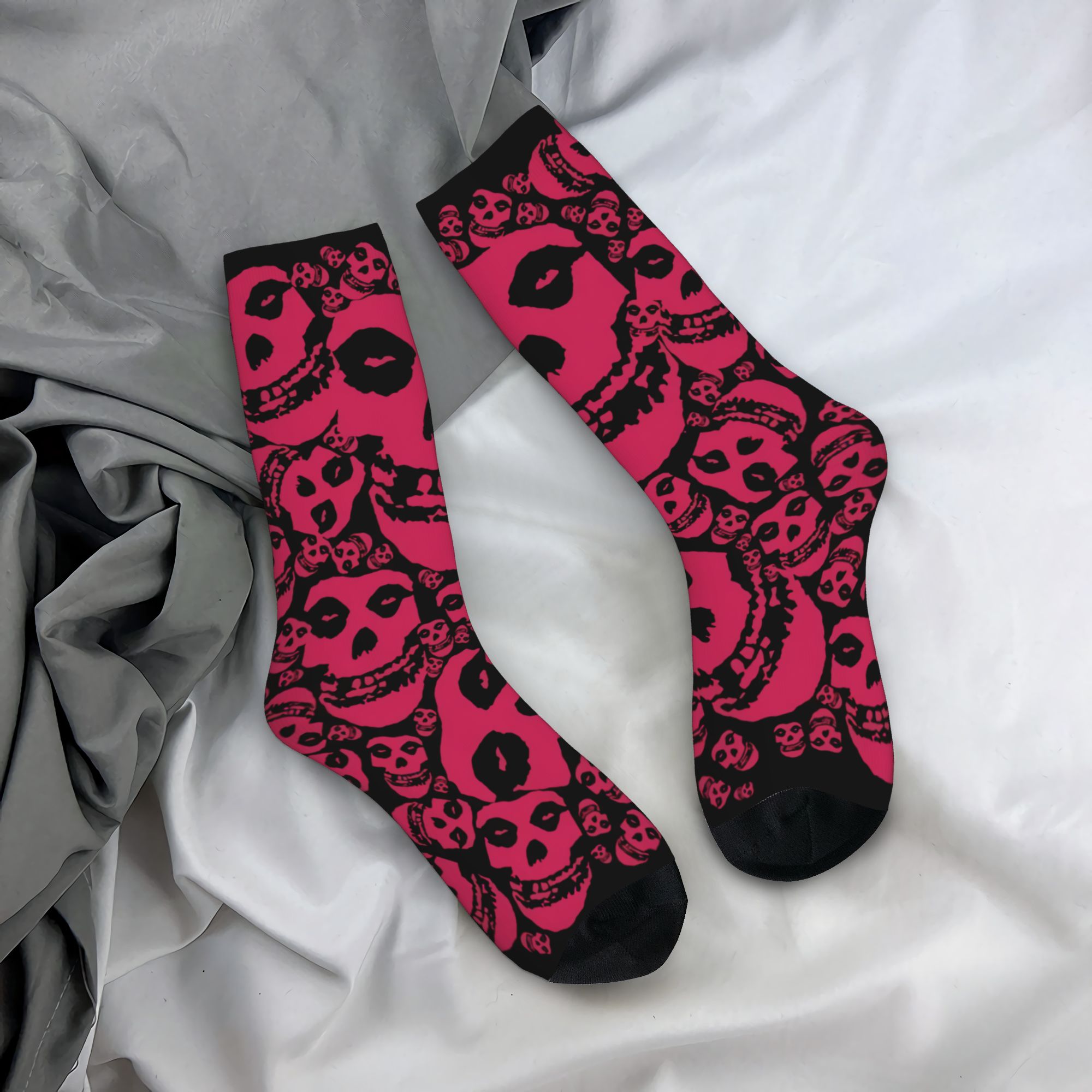 3D Printing Metal - Maßgefertigte Herren Rock-Punk-Band Misfits Totenkopf-Muster Socken,