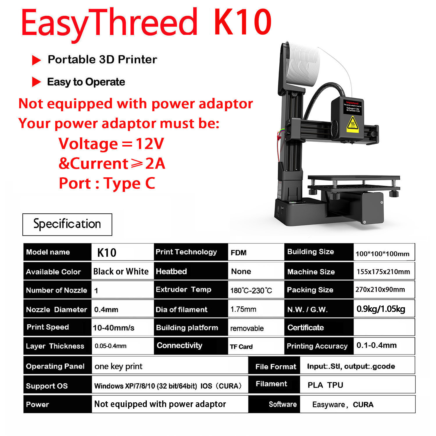 K10 Einstiegs-3D-Drucker Mini- – 3D Printing Design Software Bewertung und Preis